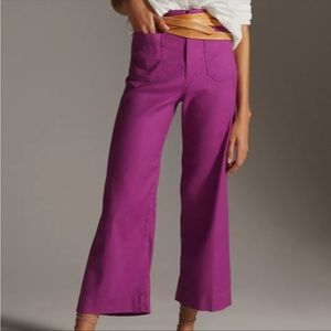 Anthropologie Maeve The Colette Cropped Linen Wide Leg Pants Size 10